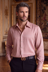 Barabas Wholesale Men's Rhinestones Textured Long Sleeve Shirts 5B12 Dusty Pink
