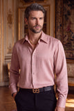 Barabas Wholesale Men's Rhinestones Textured Long Sleeve Shirts 5B12 Dusty Pink