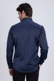 Barabas Wholesale Men's Rhinestones Textured Long Sleeve Shirts 5B12 Navy Silver