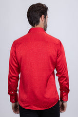 Barabas Wholesale Men's Rhinestones Textured Long Sleeve Shirts 5B12 Red