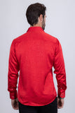 Barabas Wholesale Men's Rhinestones Textured Long Sleeve Shirts 5B12 Red