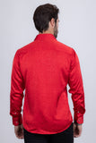 Barabas Wholesale Men's Rhinestones Textured Long Sleeve Shirts 5B12 Red Silver