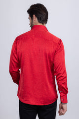 Barabas Wholesale Men's Rhinestones Textured Long Sleeve Shirts 5B12 Red Silver