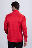 Barabas Wholesale Men's Rhinestones Textured Long Sleeve Shirts 5B12 Red Silver