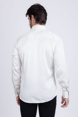 Barabas Wholesale Men's Rhinestones Textured Long Sleeve Shirts 5B12 White Gold