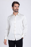 Barabas Wholesale Men's Rhinestones Textured Long Sleeve Shirts 5B12 White Gold
