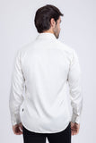 Barabas Wholesale Men's Rhinestones Textured Long Sleeve Shirts 5B12 White Silver