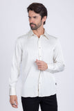 Barabas Wholesale Men's Rhinestones Textured Long Sleeve Shirts 5B12 White Silver