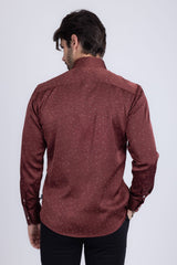 Barabas Wholesale Men's Rhinestones Textured Long Sleeve Shirts 5B12 Wine Silver