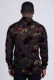 Barabas Wholesale Men's See Through Floral Pattern Long Sleeve Shirts 5B16 Black