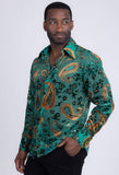 Barabas Wholesale Men's See Through Paisley Textured Long Sleeve Shirts 5B17 Blue