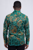 Barabas Wholesale Men's See Through Paisley Textured Long Sleeve Shirts 5B17 Blue