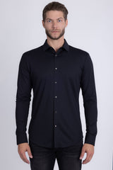 Barabas Wholesale Men's Patterned Stretch Button Down Long Sleeve Shirts 5B20 Black