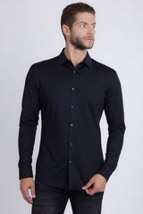 Barabas Men's Patterned Stretch Button Down Long Sleeve Shirts 5B20 Black