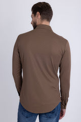Barabas Wholesale Men's Patterned Stretch Button Down Long Sleeve Shirts 5B20 Coffee