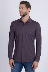 Barabas Men's Patterned Stretch Button Down Long Sleeve Shirts 5B20 Purple