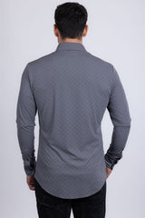 Barabas Men's Patterned Stretch Button Down Long Sleeve Shirts 5B21 Grey