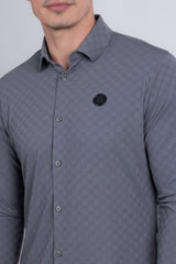 Barabas Wholesale Men's Patterned Stretch Button Down Long Sleeve Shirts 5B21 Grey