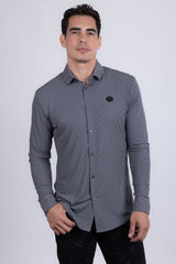 Barabas Wholesale Men's Patterned Stretch Button Down Long Sleeve Shirts 5B21 Grey