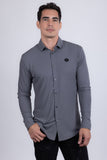 Barabas Men's Patterned Stretch Button Down Long Sleeve Shirts 5B21 Grey