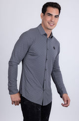 Barabas Men's Patterned Stretch Button Down Long Sleeve Shirts 5B21 Grey