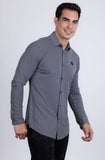 Barabas Wholesale Men's Patterned Stretch Button Down Long Sleeve Shirts 5B21 Grey