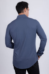 Barabas Wholesale Men's Patterned Stretch Button Down Long Sleeve Shirts 5B21 Navy
