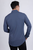 Barabas Wholesale Men's Patterned Stretch Button Down Long Sleeve Shirts 5B21 Navy