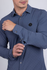 Barabas Wholesale Men's Patterned Stretch Button Down Long Sleeve Shirts 5B21 Navy