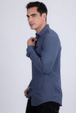 Barabas Wholesale Men's Patterned Stretch Button Down Long Sleeve Shirts 5B21 Navy