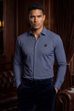 Barabas Wholesale Men's Patterned Stretch Button Down Long Sleeve Shirts 5B21 Navy