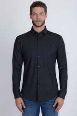 Barabas Wholesale Men's Textured Stretch Button Down Long Sleeve Shirts 5B22 Black