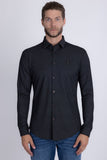 Barabas Wholesale Men's Textured Stretch Button Down Long Sleeve Shirts 5B22 Black
