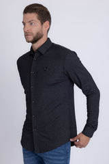 Barabas Wholesale Men's Textured Stretch Button Down Long Sleeve Shirts 5B22 Black
