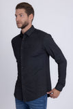 Barabas Wholesale Men's Textured Stretch Button Down Long Sleeve Shirts 5B22 Black