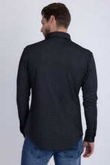 Barabas Wholesale Men's Textured Stretch Button Down Long Sleeve Shirts 5B22 Black