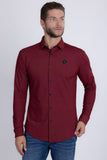 Barabas Men's Textured Stretch Button Down Long Sleeve Shirts 5B22 Burgundy