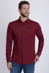 Barabas Wholesale Men's Textured Stretch Button Down Long Sleeve Shirts 5B22 Burgundy