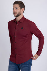 Barabas Wholesale Men's Textured Stretch Button Down Long Sleeve Shirts 5B22 Burgundy