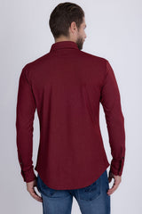 Barabas Wholesale Men's Textured Stretch Button Down Long Sleeve Shirts 5B22 Burgundy