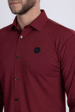 Barabas Men's Textured Stretch Button Down Long Sleeve Shirts 5B22 Burgundy