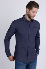 Barabas Men's Textured Stretch Button Down Long Sleeve Shirts 5B22 Navy