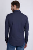 Barabas Men's Textured Stretch Button Down Long Sleeve Shirts 5B22 Navy