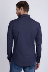 Barabas Wholesale Men's Textured Stretch Button Down Long Sleeve Shirts 5B22 Navy