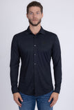 Barabas Wholesale Men's Patterned Plaid Stretch Long Sleeve Shirts 5B23 Black