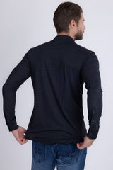 Barabas Wholesale Men's Patterned Plaid Stretch Long Sleeve Shirts 5B23 Black