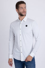 Barabas Wholesale Men's Patterned Plaid Stretch Long Sleeve Shirts 5B23 White