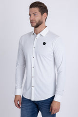 Barabas Men's Patterned Plaid Stretch Long Sleeve Shirts 5B23 White