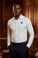 Barabas Men's Patterned Plaid Stretch Long Sleeve Shirts 5B23 White