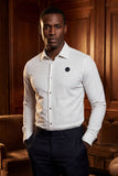 Barabas Wholesale Men's Patterned Plaid Stretch Long Sleeve Shirts 5B23 White
